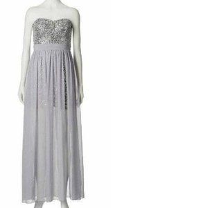 Silver Maxi Dress 3 Lily Rose Sequined Strapless Prom Bridesmaid Formal
